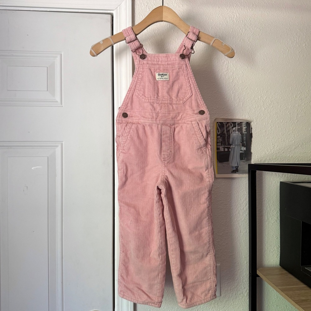 OSHKOSH B'GOSH kids girls 4T pink corduroy cotton overalls jumpsuit
